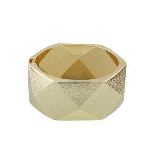 Gold Faceted Cuff Bracelet – 2.36 x 1.18 Inches – Bold Textured Statement